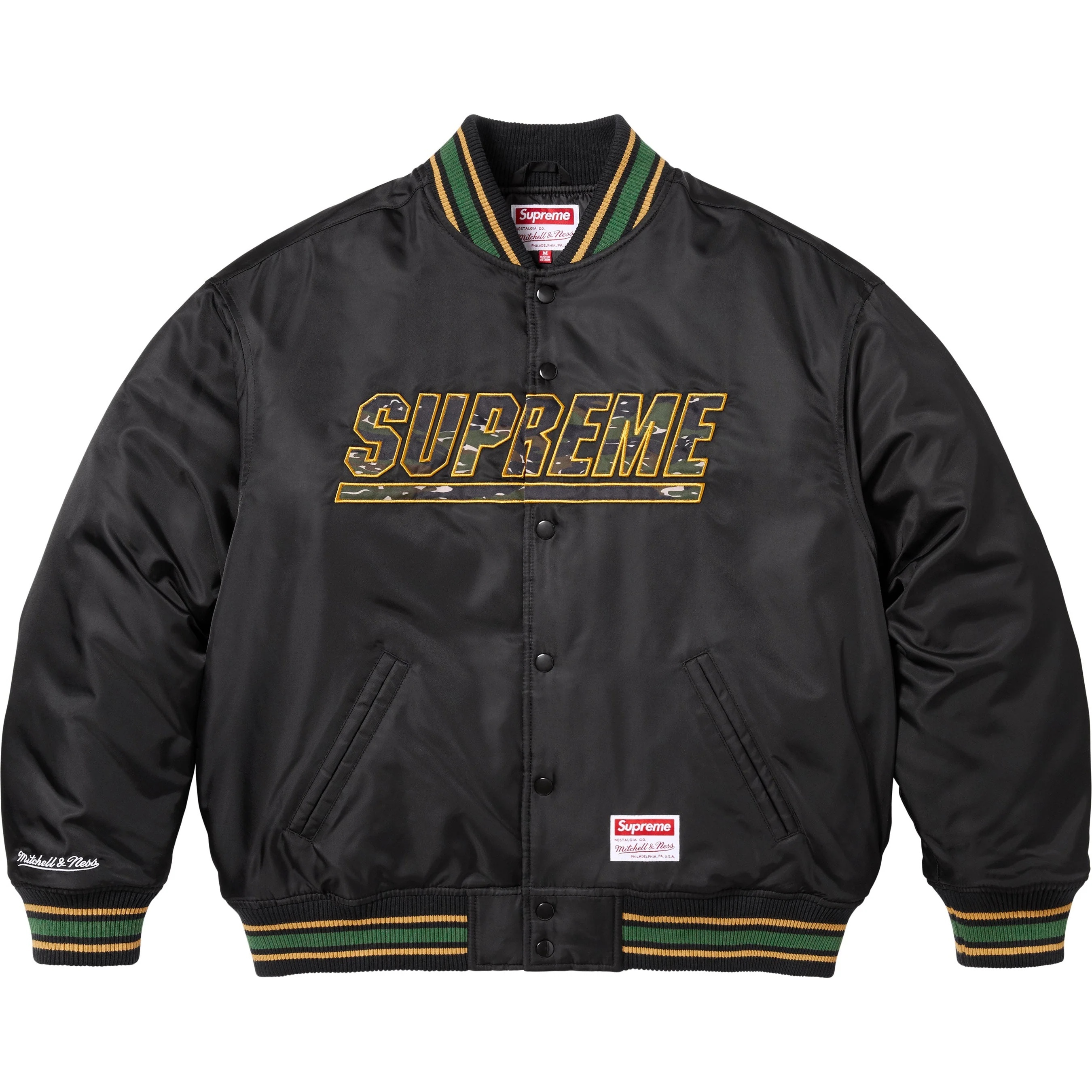Supreme®/Mitchell & Ness® Camo Logo Varsity Jacket view 2